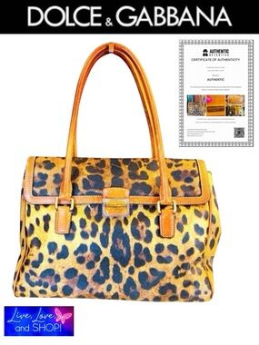 DOLCE & GABBANA Damiano 7 Leopard Print Bag w/COA. Vintage. EUC